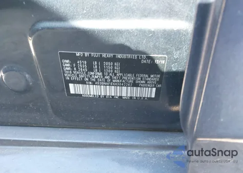 2017 Subaru Legacy 2.5I Premium из США, поврежденный, VIN 4S3BNAF6XH3042262